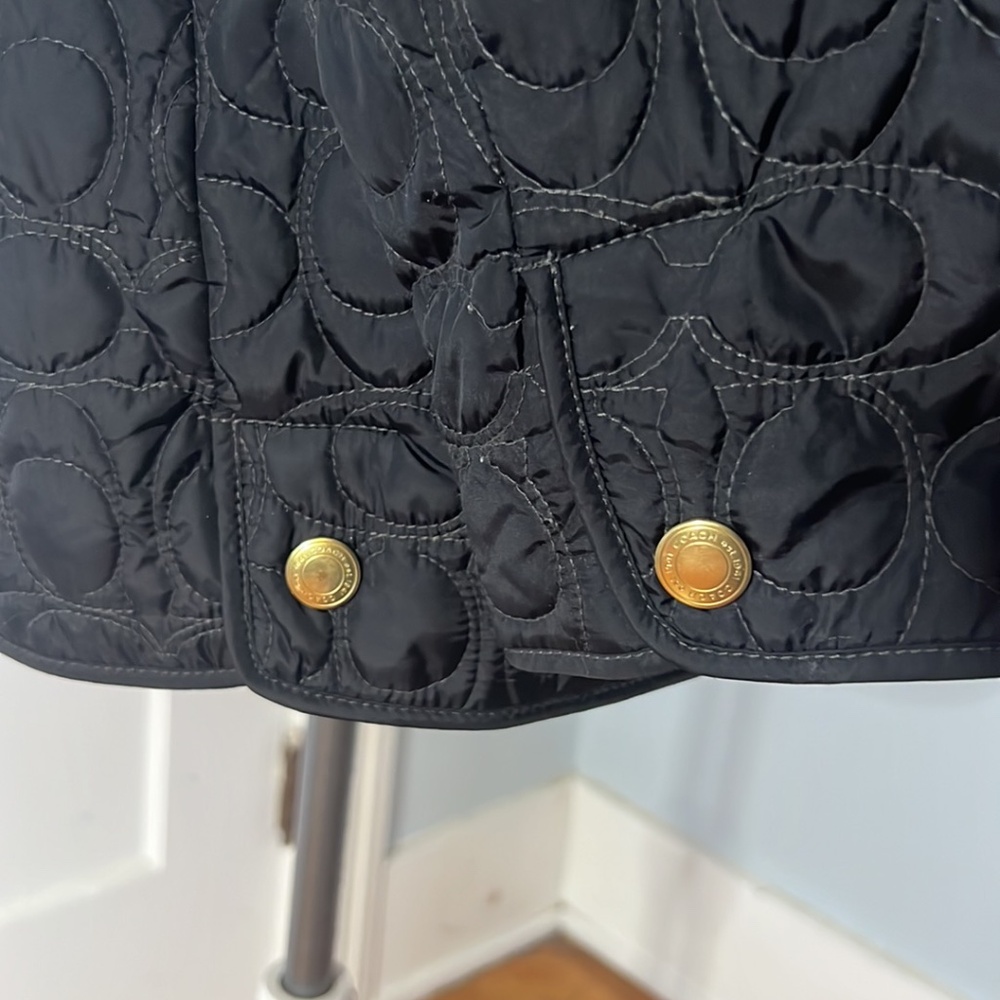 Cute Coach Set Black and Hot Pink Quilted Jacket XL and Tweed Cap M/L - Picture 7 of 16